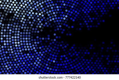 Dark BLUE vector modern geometrical circle abstract background. Dotted texture template. Geometric pattern in halftone style with gradient. 