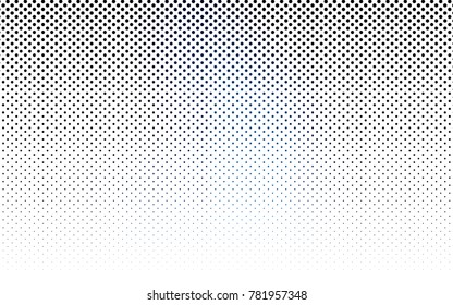 Dark BLUE vector modern geometrical circle abstract background. Dotted texture template. Geometric pattern in halftone style with gradient. 