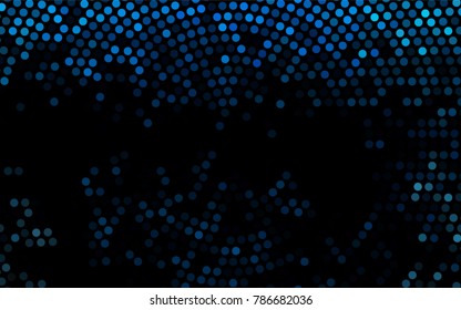 Dark BLUE vector modern geometrical circle abstract background. Dotted texture template. Geometric pattern in halftone style with gradient. 