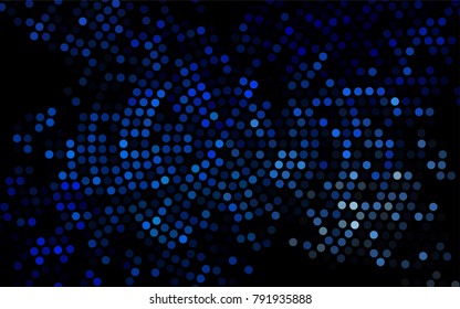 Dark BLUE vector modern geometrical circle abstract background. Dotted texture template. Geometric pattern in halftone style with gradient. 