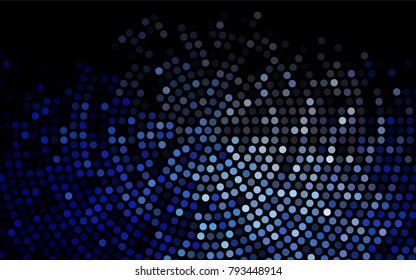 Dark BLUE vector modern geometrical circle abstract background. Dotted texture template. Geometric pattern in halftone style with gradient. 