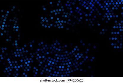 Dark BLUE vector modern geometrical circle abstract background. Dotted texture template. Geometric pattern in halftone style with gradient. 