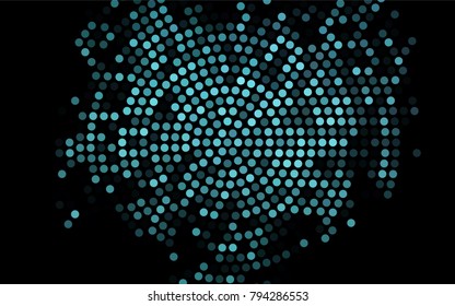 Dark BLUE vector modern geometrical circle abstract background. Dotted texture template. Geometric pattern in halftone style with gradient. 