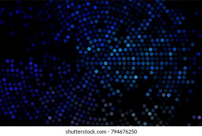 Dark BLUE vector modern geometrical circle abstract background. Dotted texture template. Geometric pattern in halftone style with gradient. 