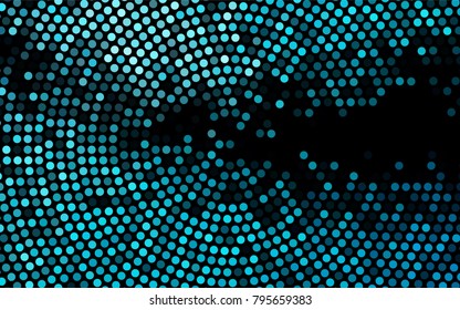Dark BLUE vector modern geometrical circle abstract background. Dotted texture template. Geometric pattern in halftone style with gradient. 
