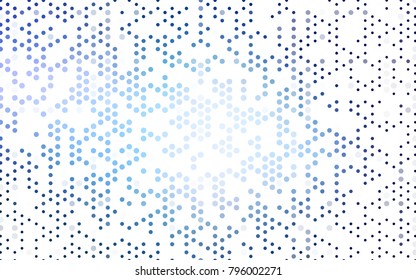 Dark BLUE vector modern geometrical circle abstract background. Dotted texture template. Geometric pattern in halftone style with gradient. 