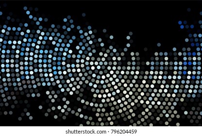 Dark BLUE vector modern geometrical circle abstract background. Dotted texture template. Geometric pattern in halftone style with gradient. 