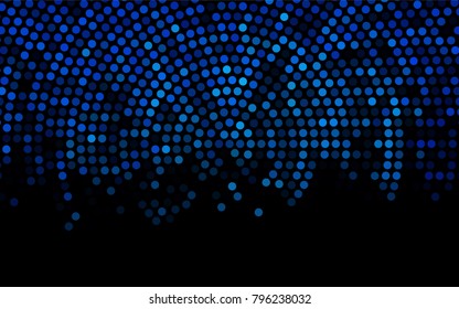 Dark BLUE vector modern geometrical circle abstract background. Dotted texture template. Geometric pattern in halftone style with gradient. 