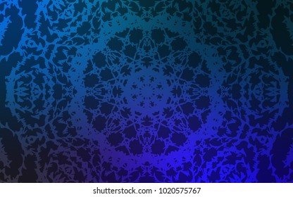 Dark BLUE vector natural abstract background. Blurred decorative design in Indian style with lines drown by child. The doodle design can be used for your web site.