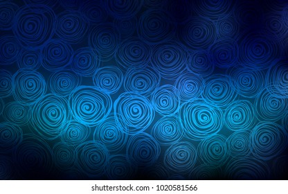 Dark BLUE vector natural abstract template. A vague abstract illustration with roses in doodles style. The pattern can be used for coloring books and pages for kids.