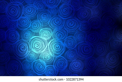 Dark BLUE vector natural abstract background. Colorful abstract illustration with roses in doodle style. The completely new template can be used for your brand book.
