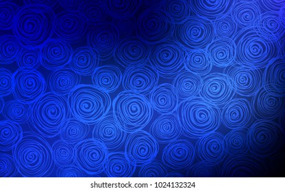 Dark BLUE vector natural abstract design. Shining colored illustration with roses in doodle style. The pattern can be used for wallpapers and coloring books.