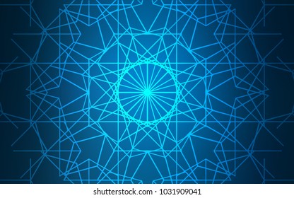 Dark BLUE vector natural abstract pattern. Shining colored illustration with childish doodles in Arabic style. The pattern can be used for heads of websites and designs.