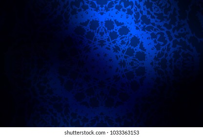 Dark BLUE vector natural abstract design. Childish elegant natural pattern with gradient. The pattern can be used for coloring books and pages for kids.