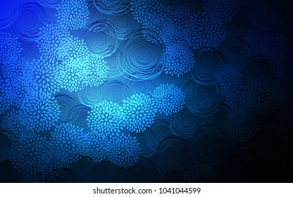 Dark BLUE vector natural abstract design. Glitter abstract illustration with doodles and flowers. A completely new template for your business design.
