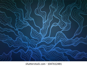Dark BLUE vector natural abstract background. Shining colored illustration with doodles in Zen tangle style. The doodle design can be used for your web site.