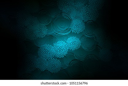 Dark BLUE vector natural abstract pattern. An elegant bright illustration with flowers in Natural style. The pattern can be used for coloring books and pages for kids.