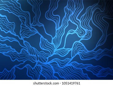 Dark BLUE vector natural abstract texture. Colorful abstract illustration with lines in Asian style. The pattern can be used for coloring books and pages for kids.