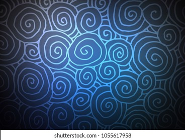 Dark BLUE vector natural abstract background. A vague abstract illustration with doodles in Indian style. Brand-new design for your business.
