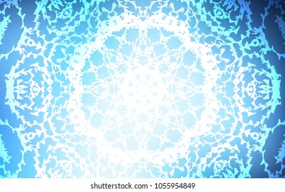 Dark BLUE vector natural abstract template. Shining colored illustration with childish doodles in Arabic style. Brand-new style for your business design.