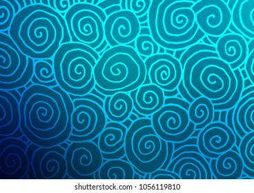 Dark BLUE vector natural abstract template. A vague abstract illustration with doodles in Indian style. The template can be used as a background for cell phones.