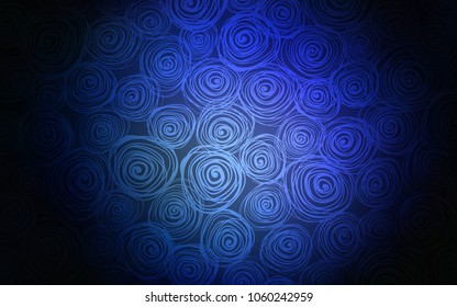 Dark BLUE vector natural abstract template. Shining colored illustration with roses in doodle style. Brand-new design for your business.