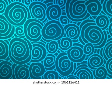 Dark BLUE vector natural abstract background. Sketchy hand drawn doodles on blurred background. The template can be used as a background for cell phones.
