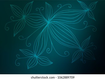 Dark BLUE vector natural abstract background. Ethnic elegant natural pattern with gradient. The pattern can be used for wallpapers and coloring books.