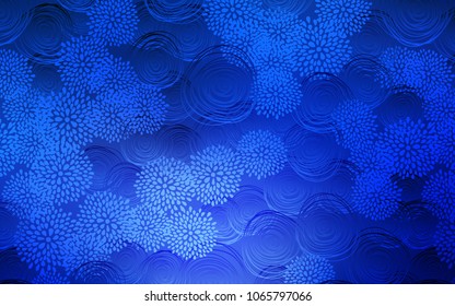 Dark BLUE vector natural abstract background. A completely new color illustration in doodle style with flowers. Hand painted design for web, leaflet, textile.