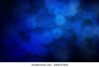 Dark BLUE vector natural abstract background. Glitter abstract illustration with doodles and flowers. A completely new template for your business design.