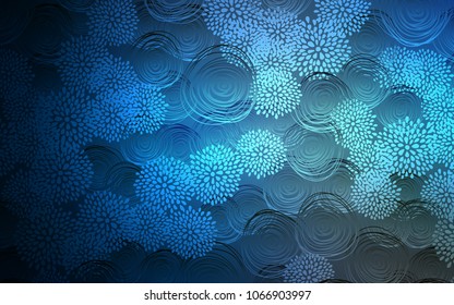 Dark BLUE vector natural abstract template. Shining colored illustration with flowers in doodle style. A completely new design for your business.
