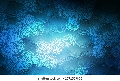 Dark BLUE vector natural abstract template. A completely new color illustration in doodle style with flowers. The elegant pattern can be used as a part of a brand book.