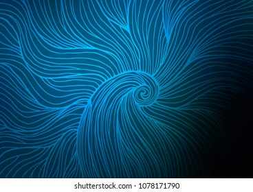 Dark BLUE vector natural abstract template. Brand-new colored illustration in blurry style with doodles. The doodle design can be used for your web site.