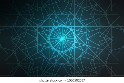 Dark BLUE vector natural abstract template. Blurred decorative design in Indian style with lines drown by child. Brand-new style for your business design.