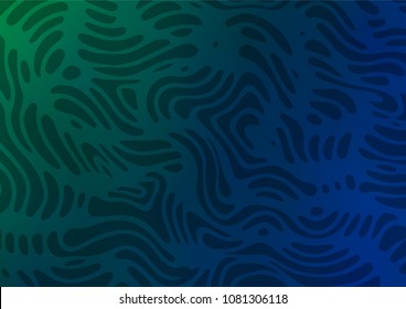 Dark BLUE vector natural abstract template. Colorful abstract illustration with lines in Asian style. Hand painted design for web, leaflet, textile.