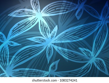 Dark BLUE vector natural abstract texture. Shining colored illustration with doodles in Zen tangle style. A completely new template for your business design.