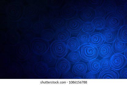 Dark BLUE vector natural abstract background. Colorful illustration in doodle style with roses. A new texture for your design.