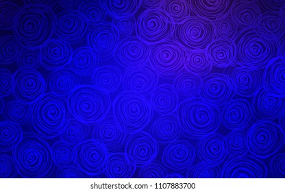 Dark BLUE vector natural abstract background. Colorful abstract illustration with roses in doodle style. A new texture for your design.