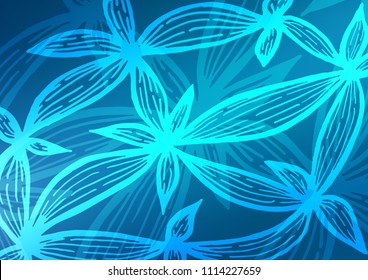 Dark BLUE vector natural abstract background. Sketchy hand drawn doodles on blurred background. The textured pattern can be used for website.