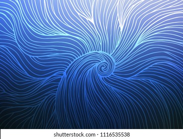 Dark BLUE vector natural abstract background. Blurred decorative design in Indian style with Zen tangles. A new texture for your design.