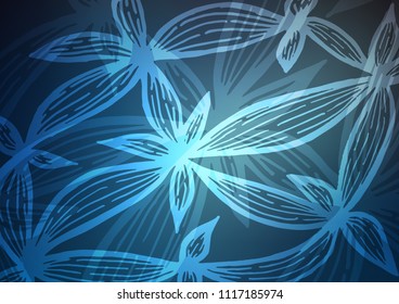 Dark BLUE vector natural abstract background. Colorful abstract illustration with lines in Asian style. A completely new template for your business design.