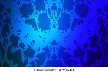 Dark BLUE vector natural abstract template. Blurred decorative design in Indian style with lines drown by child. Hand painted design for web, wrapping, wallpaper.
