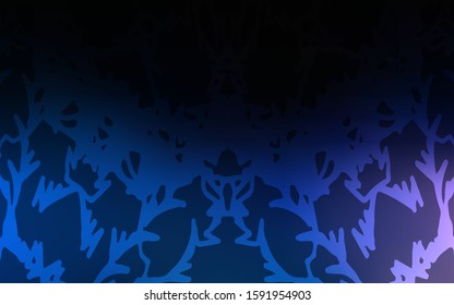 Dark BLUE vector natural abstract background. A completely new color illustration in doodle style drawn by child. Brand-new style for your business design.