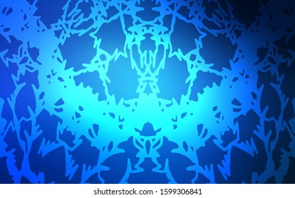 Dark BLUE vector natural abstract pattern. Doodles created by child on blurred abstract background with gradient. Hand painted design for web, leaflet, textile.