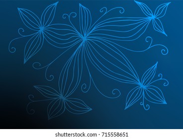 Dark BLUE vector natural abstract texture. Shining colored illustration with doodles in Arabic style. Hand painted design for web, leaflet, textile.