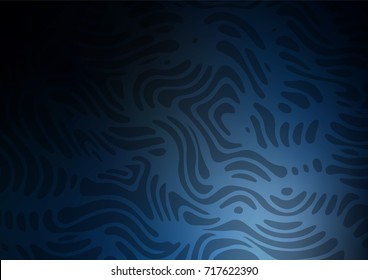 Dark BLUE vector natural abstract pattern. Colorful abstract illustration with lines in Asian style. Hand painted design for web, leaflet, textile.