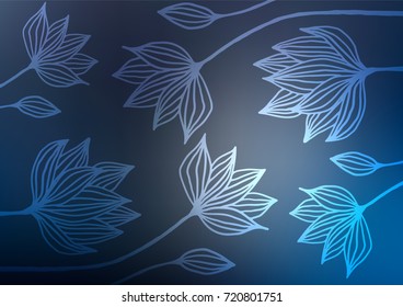 Dark BLUE vector natural abstract pattern. Modern geometrical abstract illustration with doodles. Brand-new style for your business design.