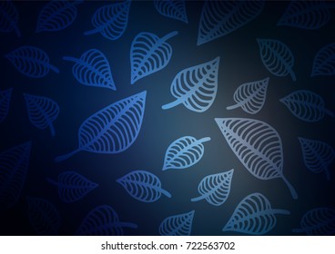 Dark BLUE vector natural abstract template. Brand-new colored illustration in blurry style with doodles. The doodle design can be used for your web site.
