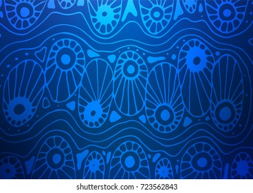 Dark BLUE vector natural abstract template. Colorful illustration in abstract style with doodles and Zen tangles. The elegant pattern can be used as a part of a brand book.