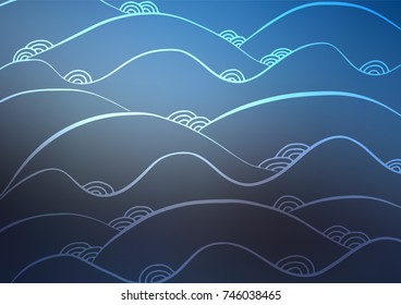 Dark BLUE vector natural abstract texture. Doodles on blurred abstract background with gradient. The completely new template can be used for your brand book.